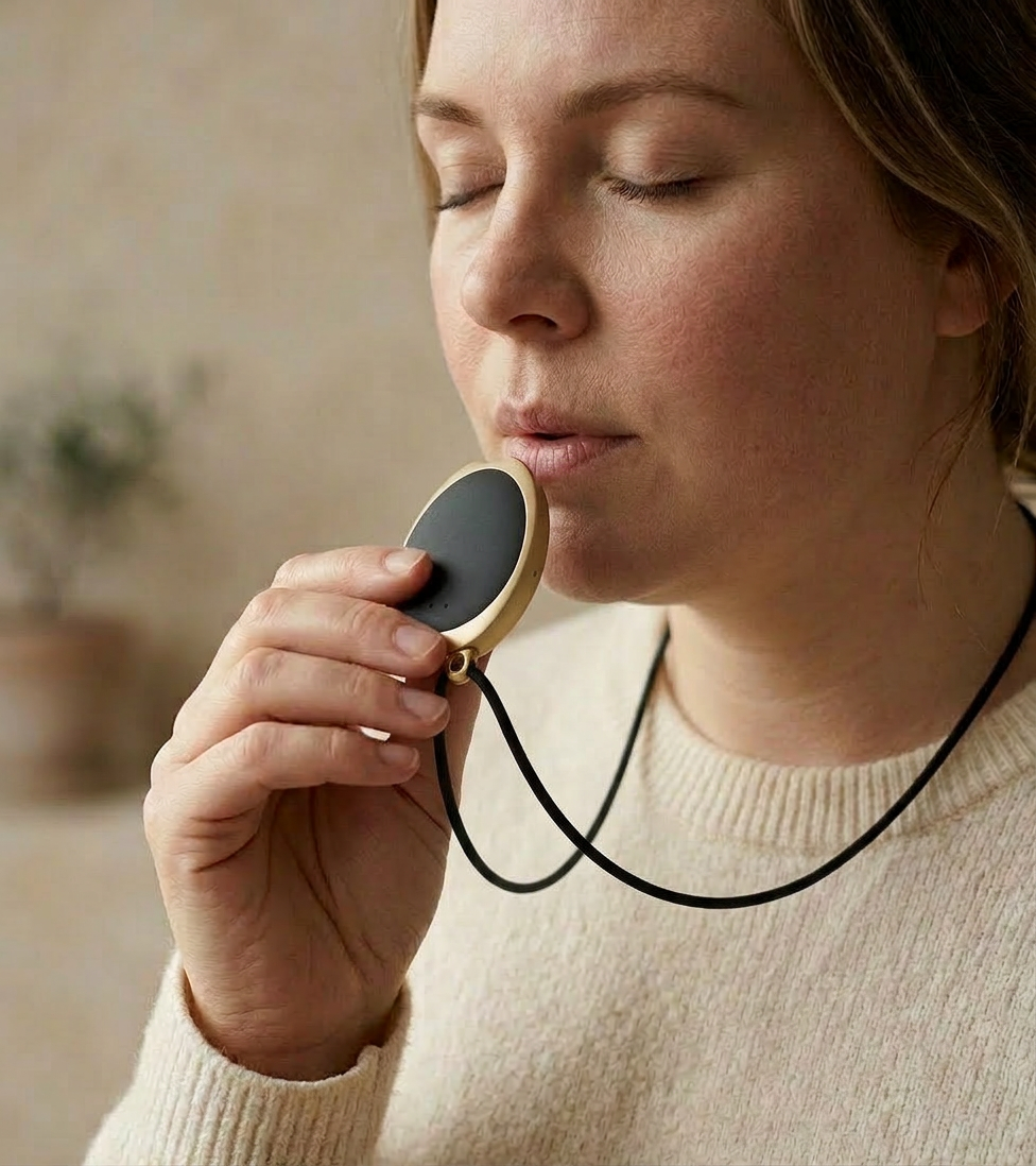 Breathome concept pendant used to take a breath reading