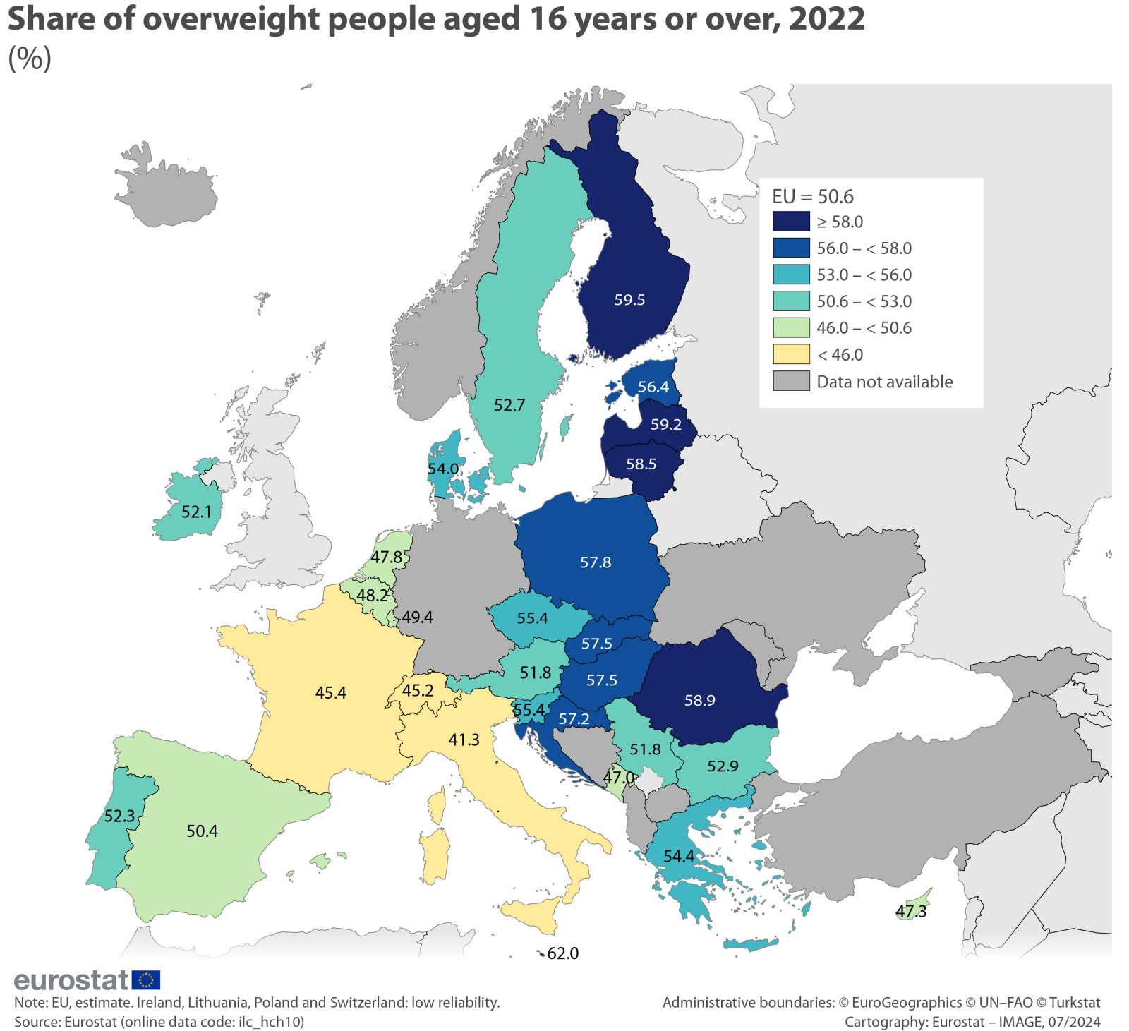 EU overweight map 2022